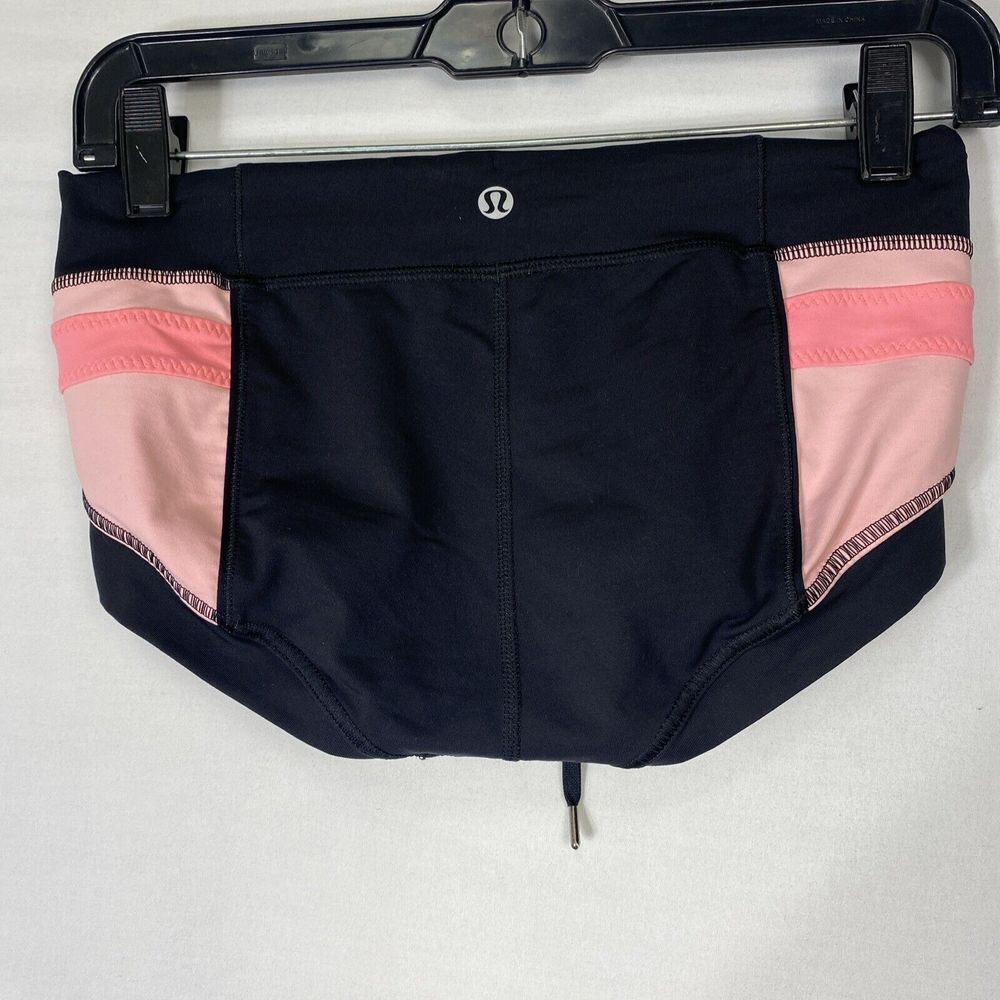 Lululemon Heat It Up Short Black Coral Orange Fits Adult Size Small